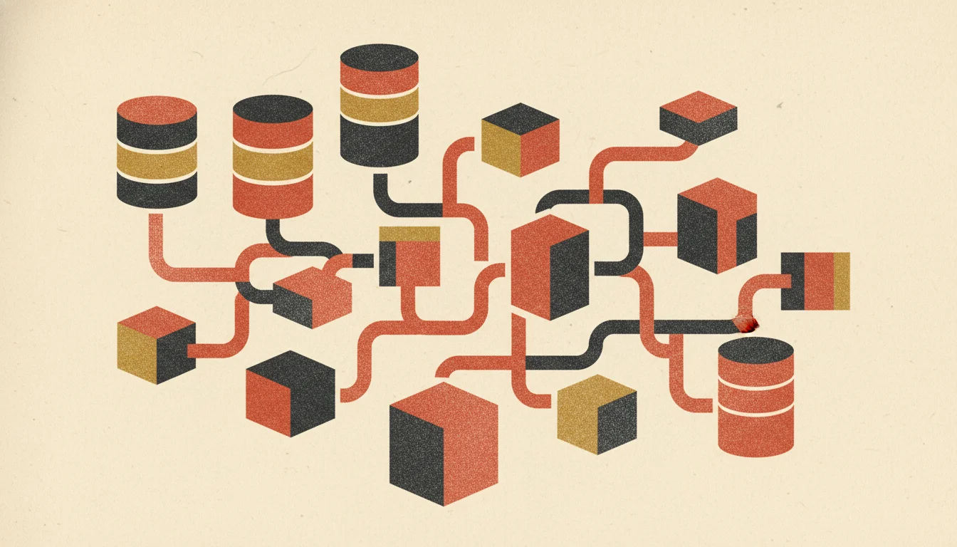 Different databases and services working together as a single network in a distributed system