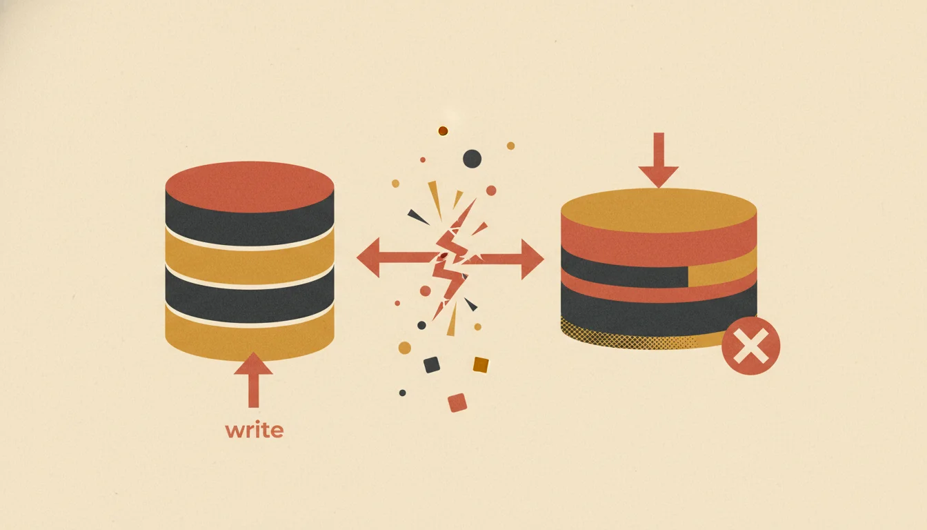 A broken connection between a database and a message queue, the risk of data falling out of sync